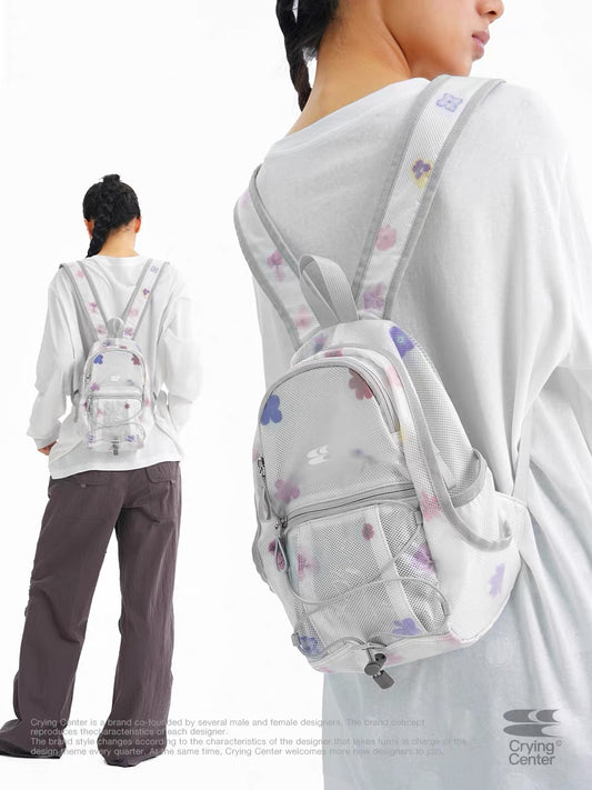 CryingCenter|Semi-Transparent Floral Picnic Backpack
