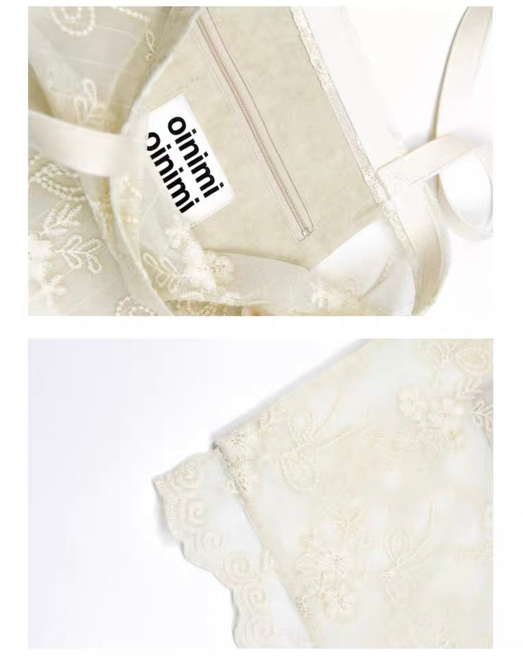 oinimi|Embroidered Lace Tote Bag