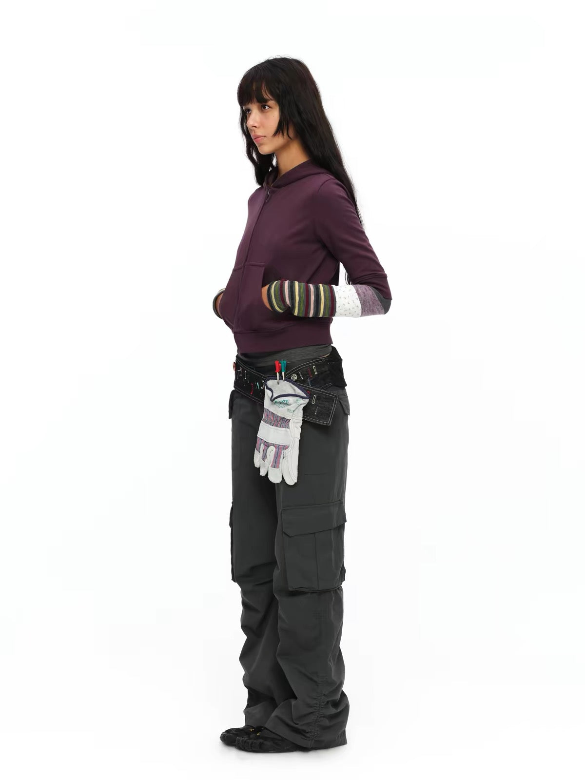 oinimi｜Cropped Mid-Sleeve Hooded Sweatshirt