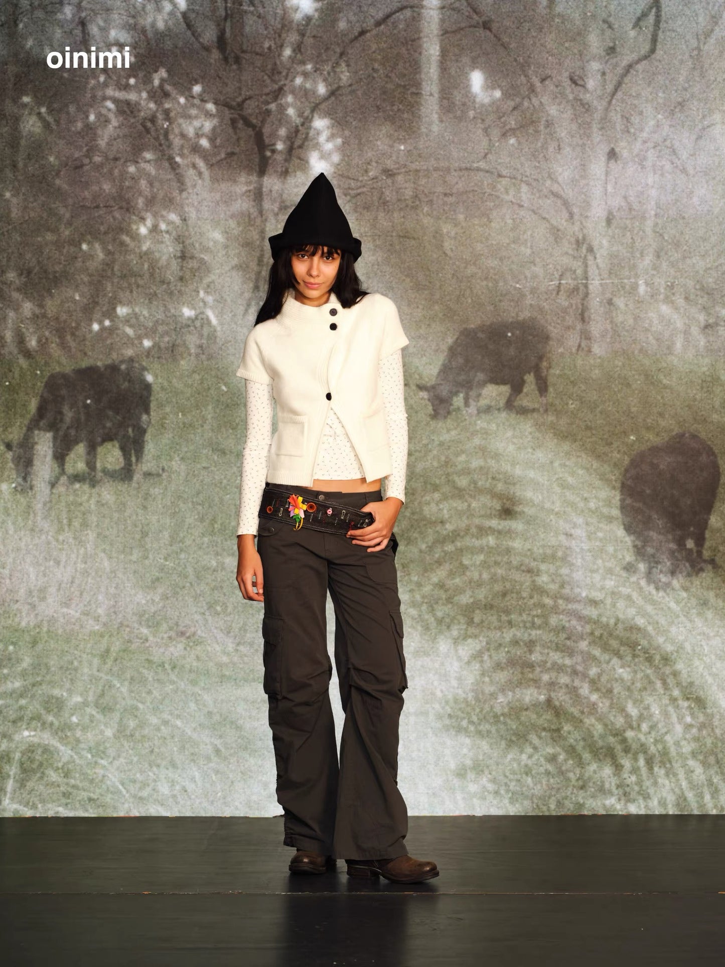 oinimi｜Stand-Collar Layered Sweater Vest