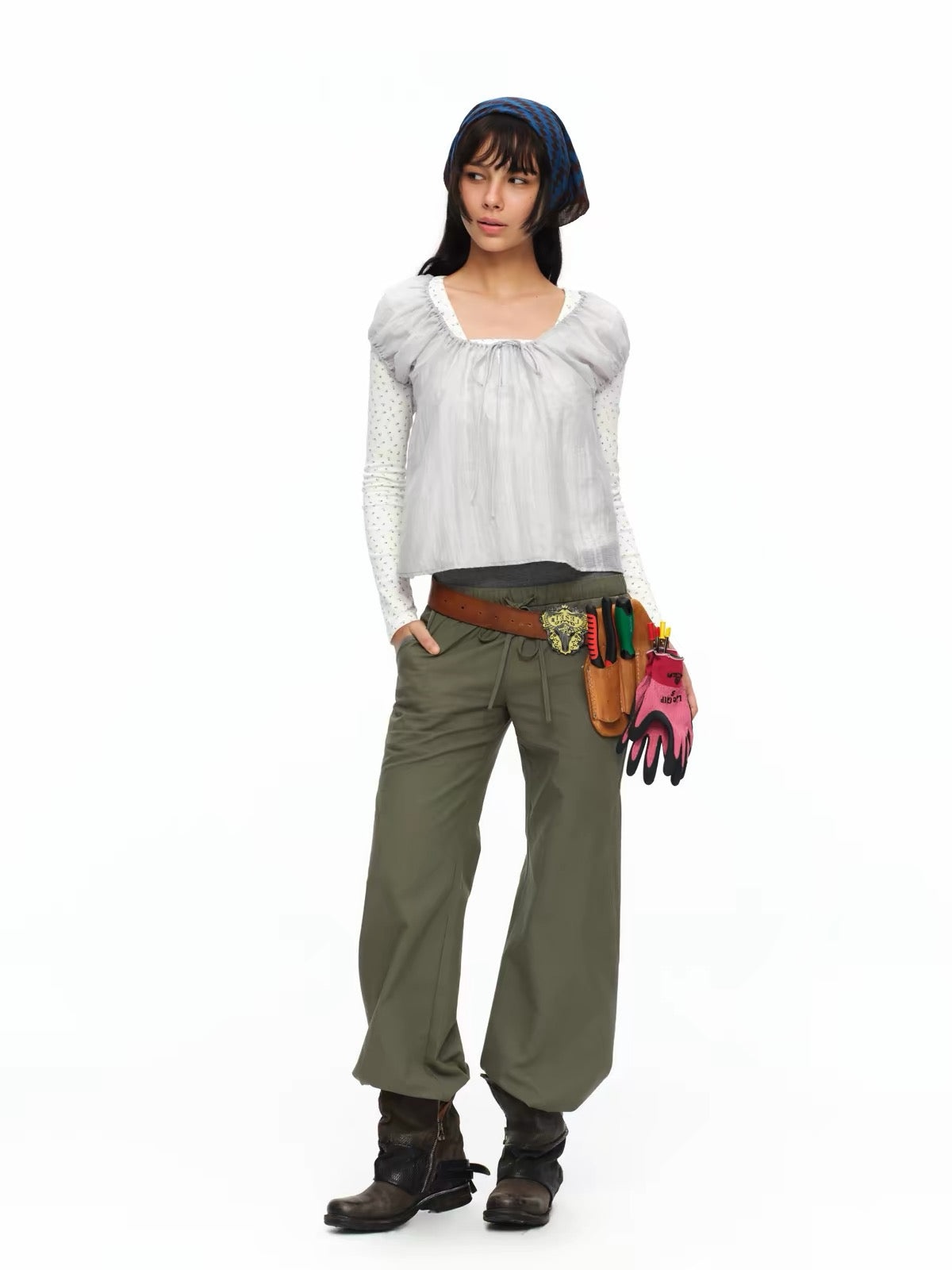 oinimi｜French Puff-Sleeve Layered Overlay Top
