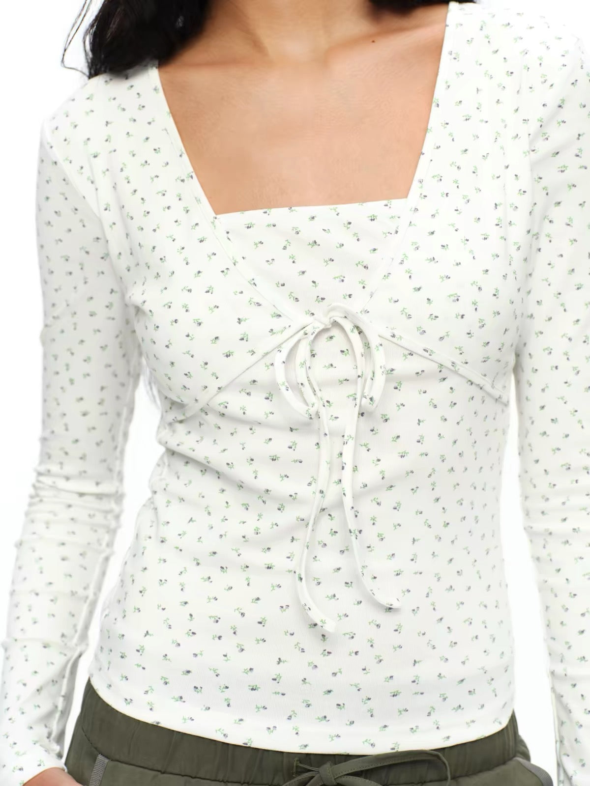 oinimi｜Floral Layered Long-Sleeve Top