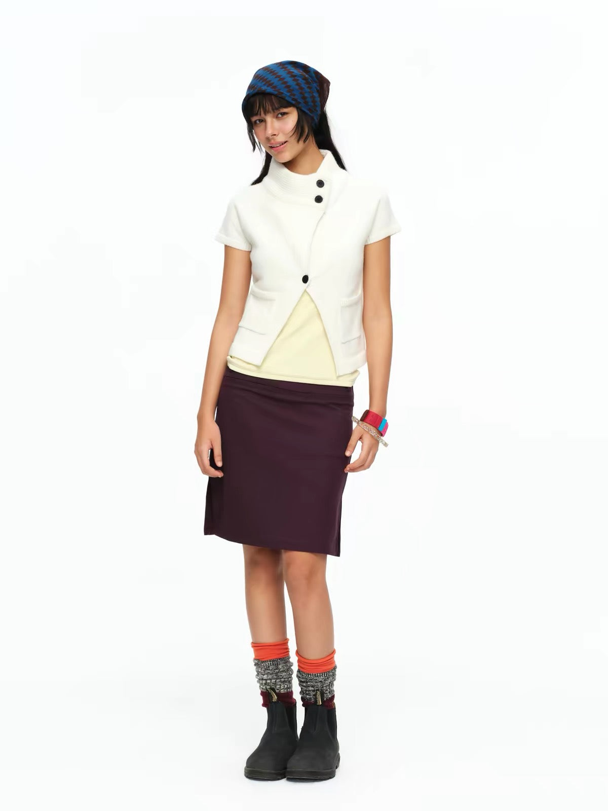 oinimi｜Stand-Collar Layered Sweater Vest