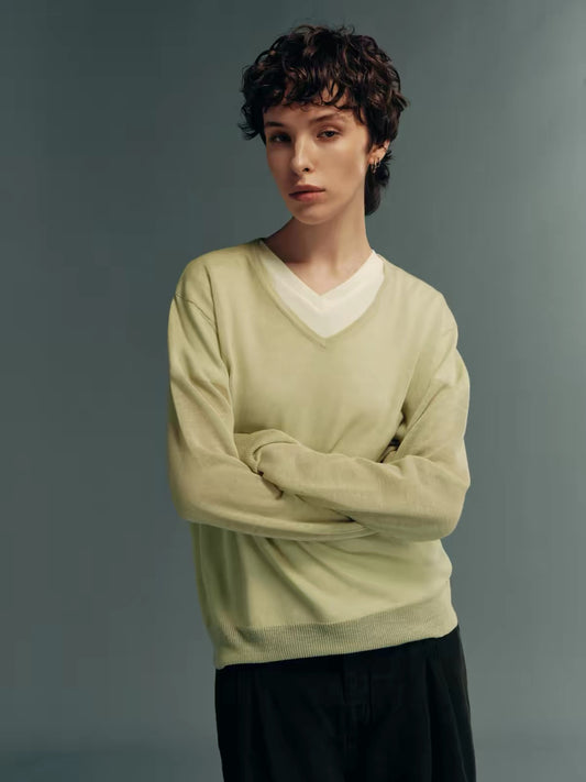 Retro R21｜Sheer Open-Knit Sweater Hoodie