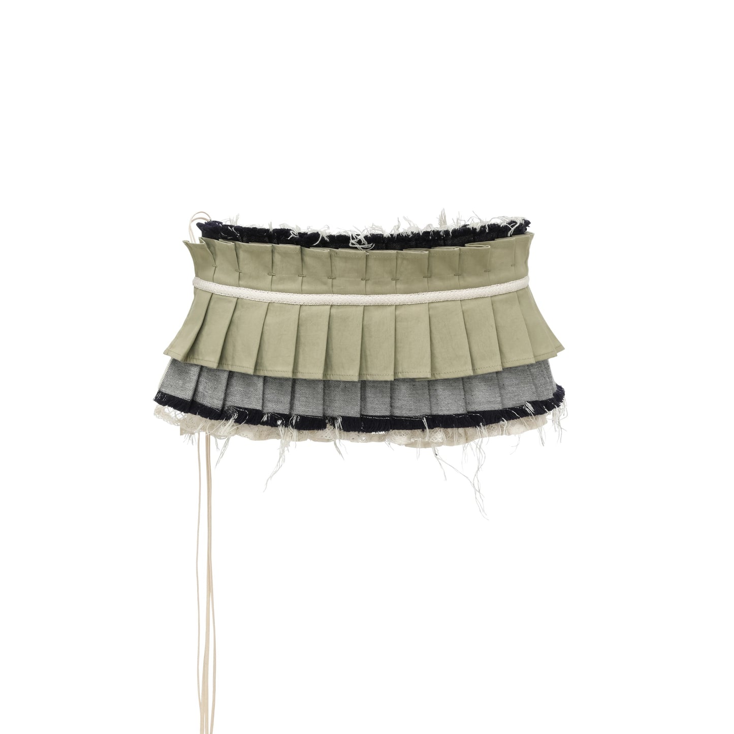 oinimi｜Raw-Edge Denim Accordion Skirt Panel Belt