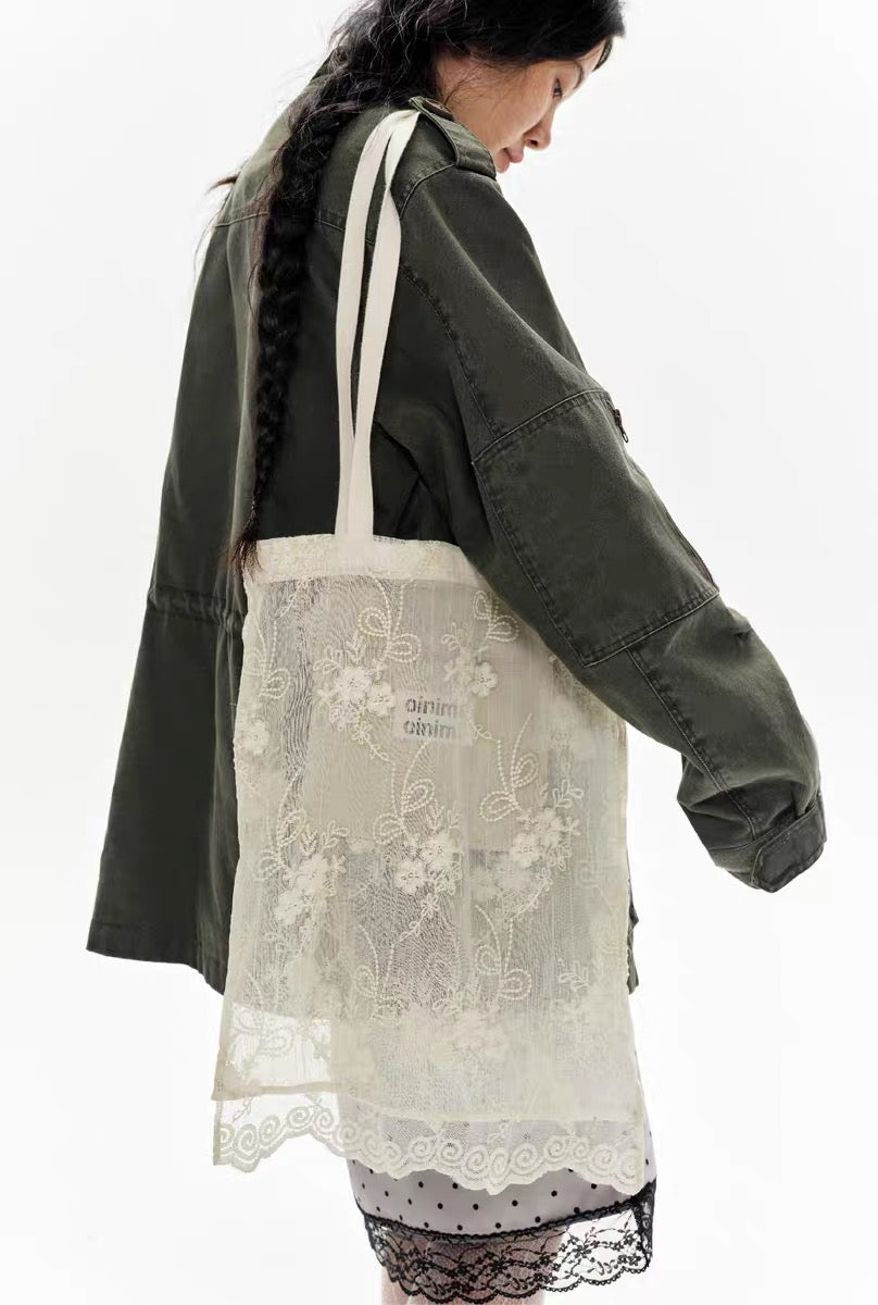 oinimi｜Embroidered Lace Tote Bag