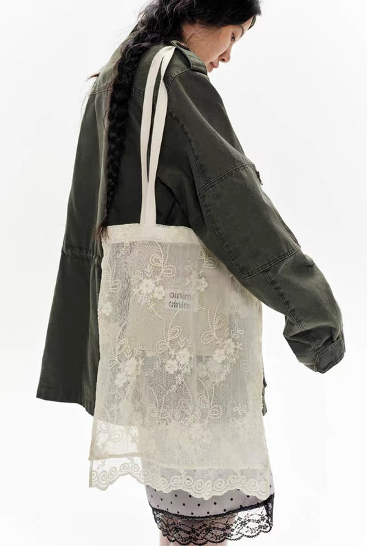 oinimi｜Embroidered Lace Tote Bag
