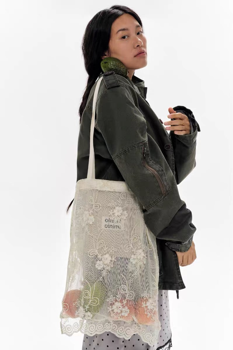 oinimi｜Embroidered Lace Tote Bag