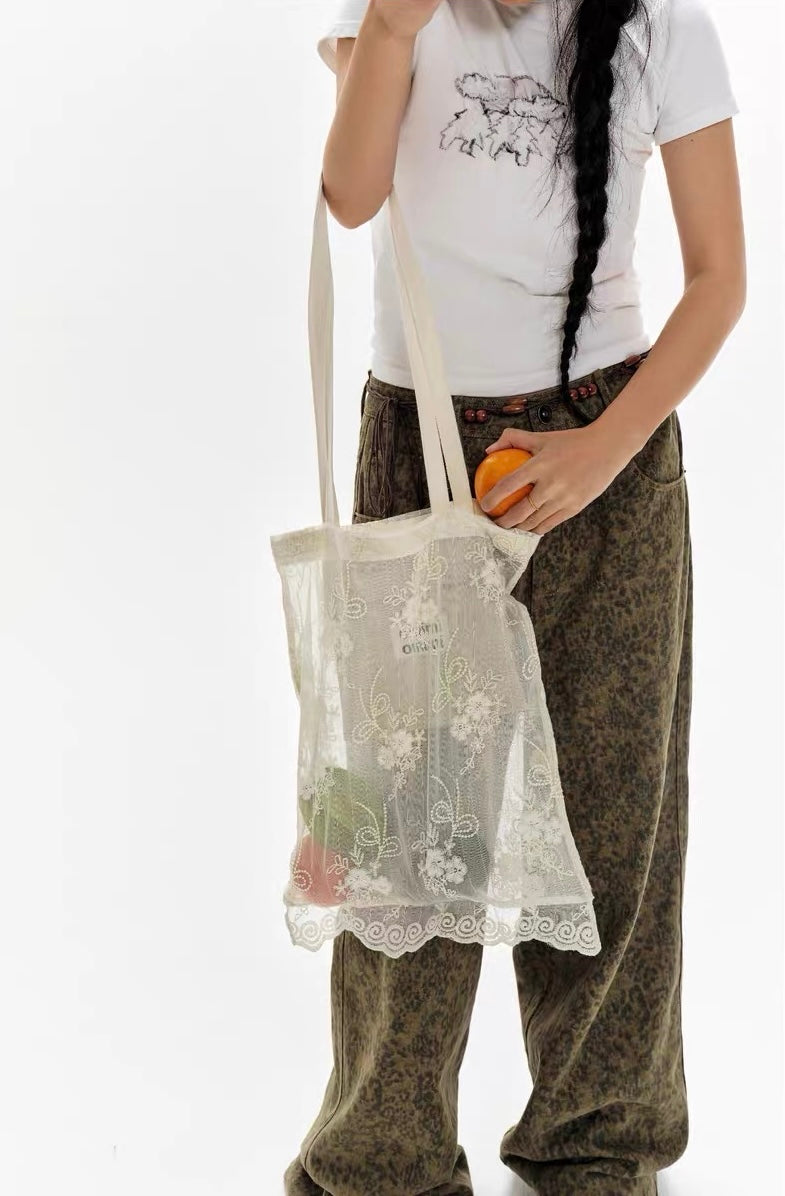 oinimi｜Embroidered Lace Tote Bag