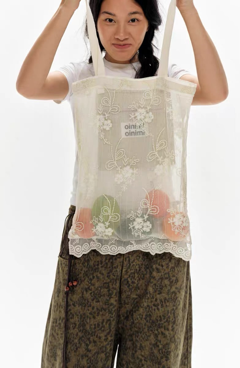 oinimi｜Embroidered Lace Tote Bag
