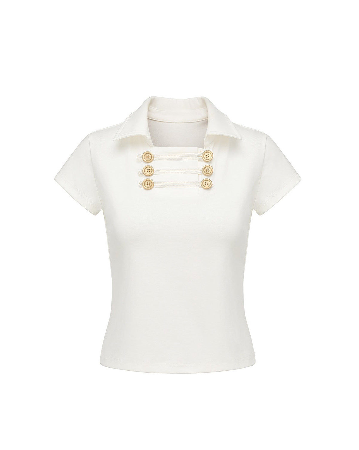 oinimi｜French-Inspired Double-Breasted Sailor Collar Polo Top