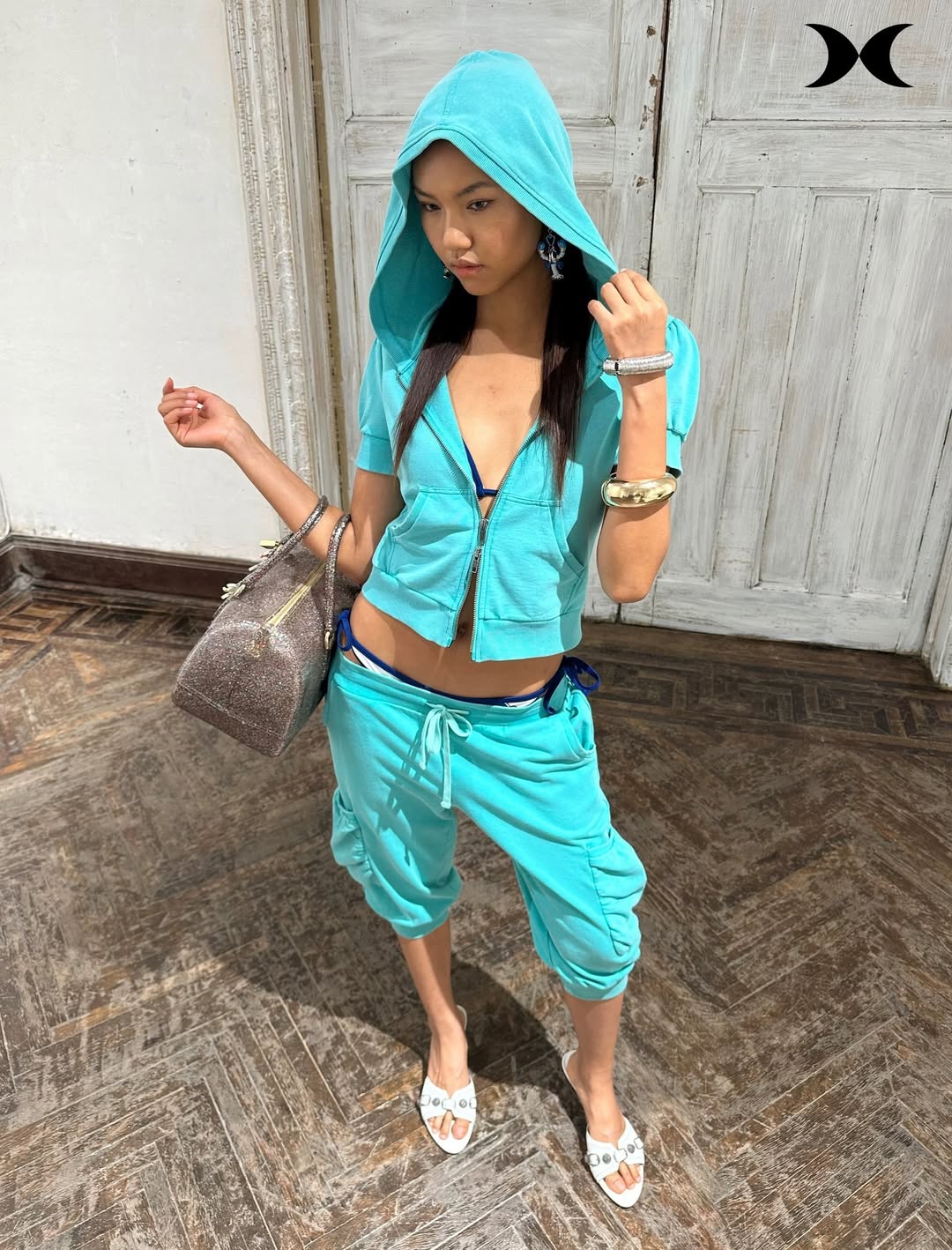 HOL!DAY｜Washed Zip-Up Short Sleeve Hoodie